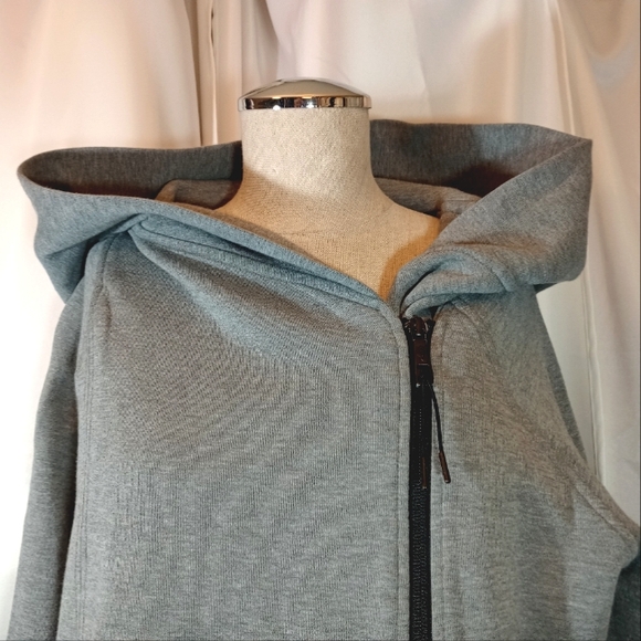 Nike Women Side Zip Hoodie, Gray, Fleece Waist Drawstring, Logo, Pockets, L - Picture 3 of 16